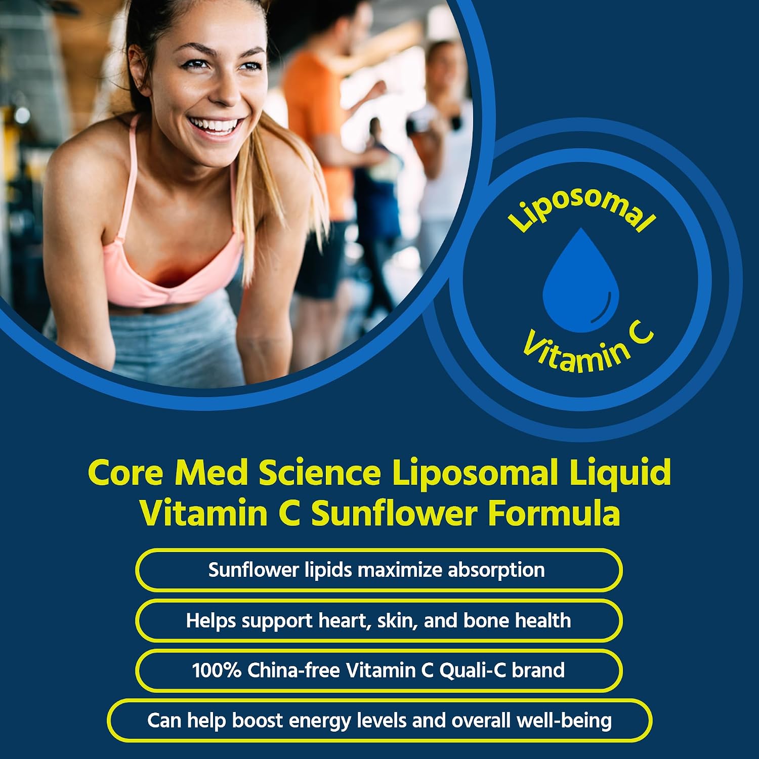 Vitamina C Liposomal 1000mg Líquido - Fórmula de Girasol, 148 ml - Core Med Science