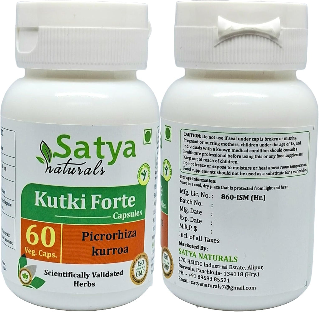 Kutki Forte 500 mg Cápsulas | Extracto de Picrorhiza Kurroa | Pack de 2 x 60 Cápsulas