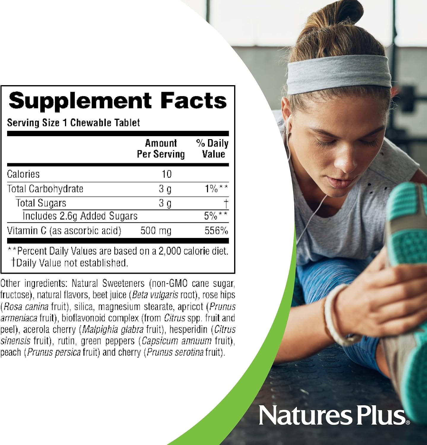 NaturesPlus Lovites - 90 Comprimidos Masticables con Forma de Corazón - 500 mg de Vitamina C - Sabor Natural a Fruta - Vegano, Sin Gluten