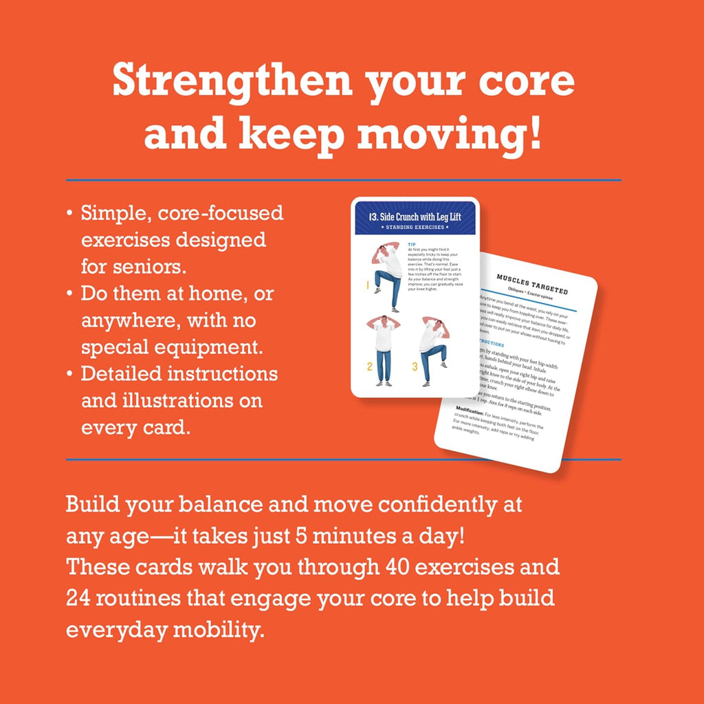 5-Minute Core Exercise Cards for Seniors: Daily Routines to Build Balance and Boost Confidence
