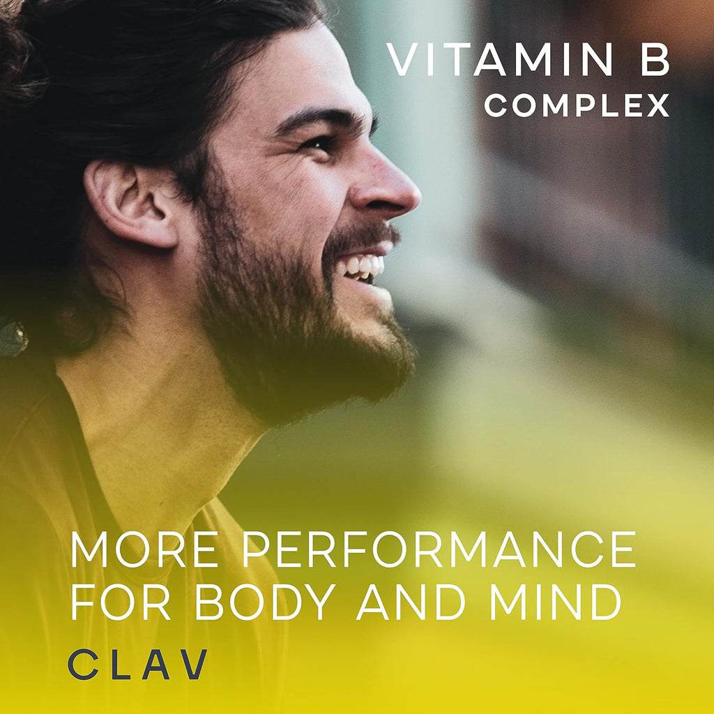 CLAV Vitamin B Complex - 120 Cápsulas - Todas las 8 Vitaminas B con Cofactores Mio-Inositol y Colina - Contribuye al Metabolismo Energético - Vegano - Fabricado en Alemania