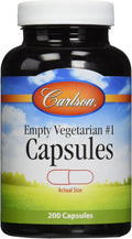 Carlson Labs Empty Vegetarian Capsules, 200 Count (Medium or Small Size)