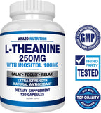 Arazo Nutrition L-Teanina 250mg con Inositol 100mg, 120 Cápsulas Vegetarianas
