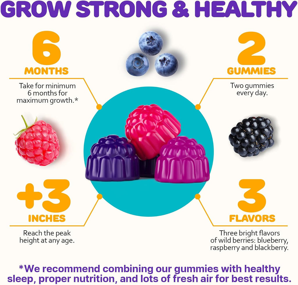 SILVERPEAKS Gomitas de Crecimiento para Niños – Complemento Multivitamínico con Calcio y Vitamina D – 60 Ud.