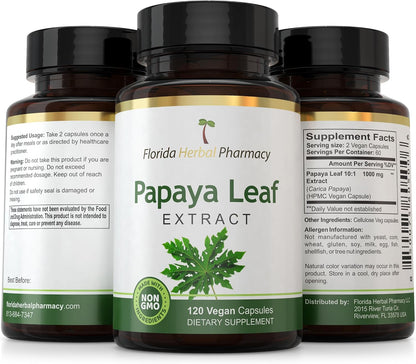 Florida Herbal Pharmacy - Extracto de Hoja de Papaya 10:1, 120 Cápsulas, 500 mg por Cápsula – Image 4