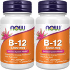 NOW Foods Vitamina B-12 5,000 mcg con Ácido Fólico - 60 Comprimidos Bucales