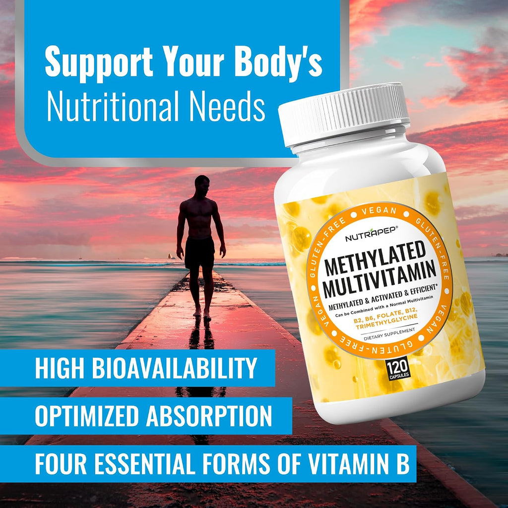 NutraPep Multivitamínico Metilado para Hombres y Mujeres - 5-MTHF, Riboflavina, B6, B12, Trimetilglicina