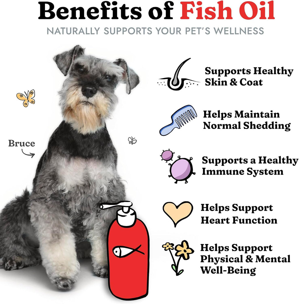 Aceite de Pescado para Perros - Piel y Pelaje Saludable, Salmón y Abadejo, Omega 3 Líquido (1,89 L)
