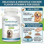 Complejo de Vitamina E para Perros con Zinc, Selenio, Folato y Aceite de Salmón - 120 Comprimidos Masticables