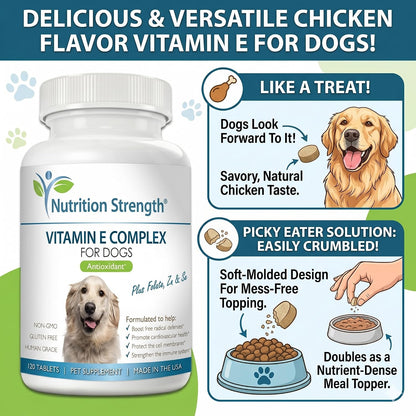 Complejo de Vitamina E para Perros con Zinc, Selenio, Folato y Aceite de Salmón - 120 Comprimidos Masticables – Image 7