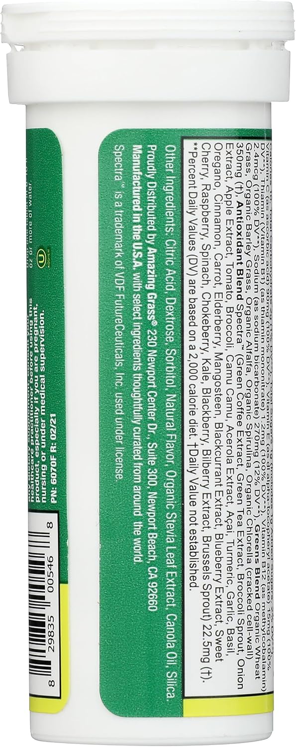 Amazing Grass Comprimidos Efervescentes Green Superfood Limón y Lima, 10 uds.