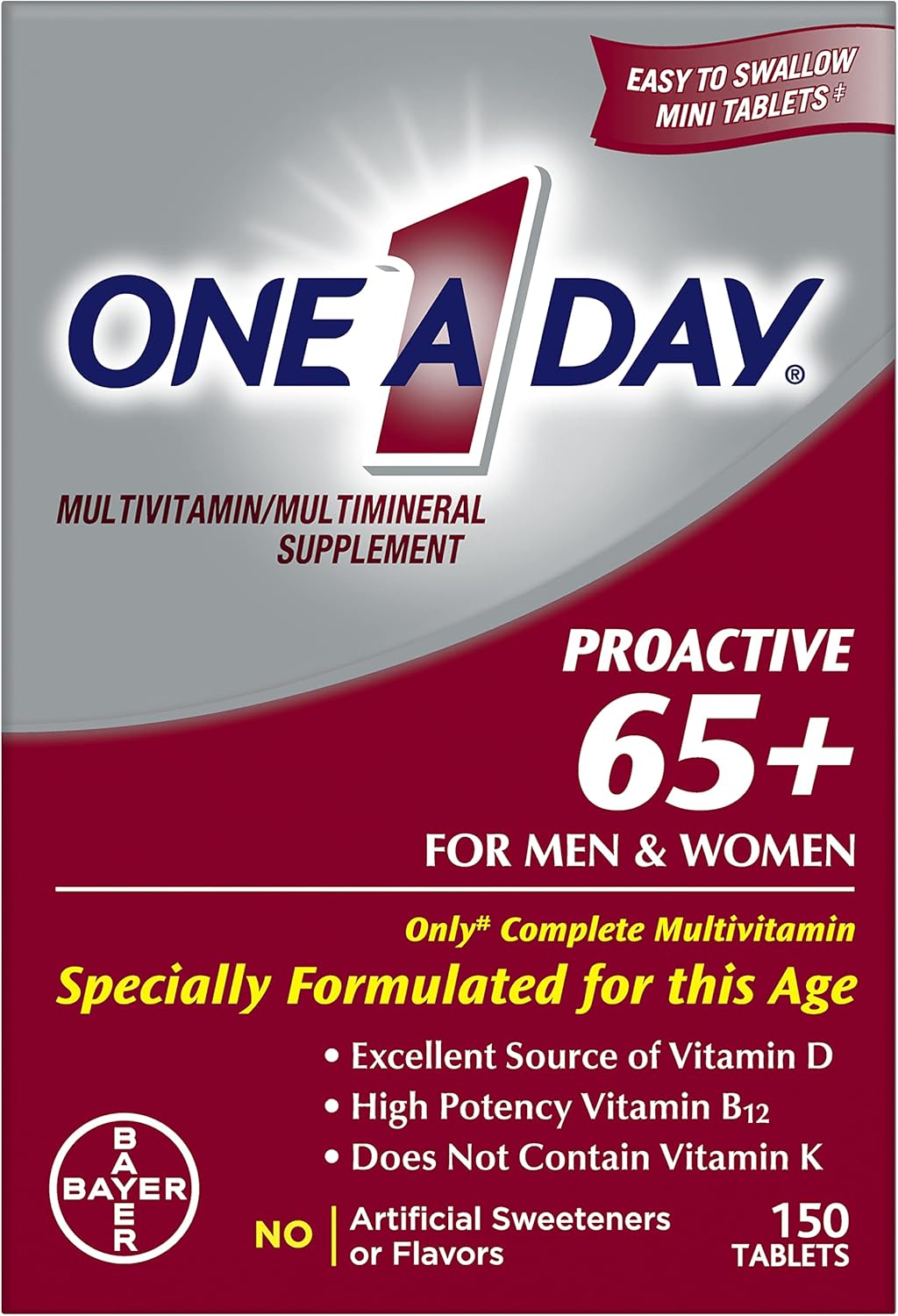 One A Day Proactive 65+ Multivitamínico para Hombres y Mujeres, 150 Comprimidos