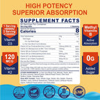 Vitamina D3 5000 UI + K2 (MK-7) 120 mcg Gominolas con Complejo B, Zinc y Vitamina E - Sin Azúcar, Vegano