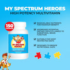 My Spectrum Heroes Multivitamínico Infantil - Acetil-L-carnitina, Colina, Coenzima Q10, Inositol, MSM, MTHF, NAC (150 Cápsulas)