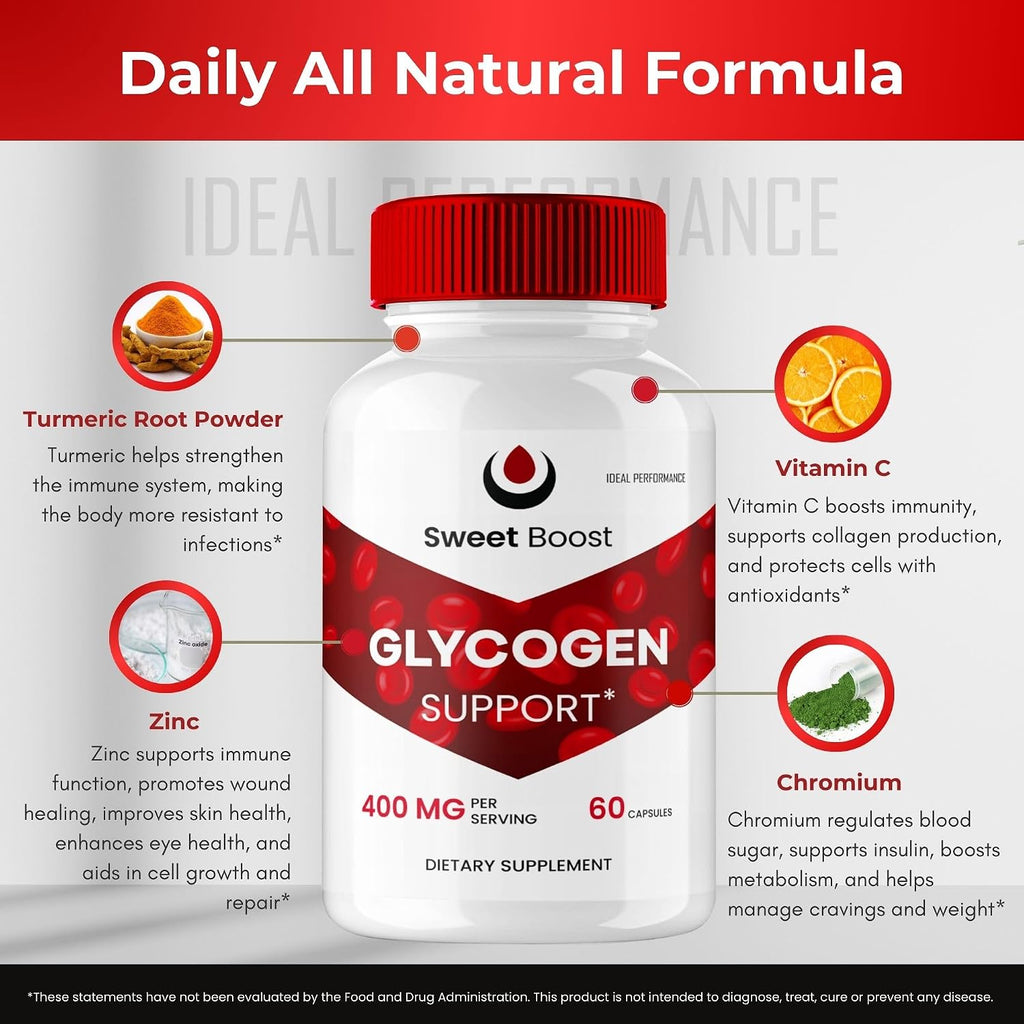 Sweet Boost - Suplemento de Apoyo de Glucógeno, Cápsulas (5 Paquetes)