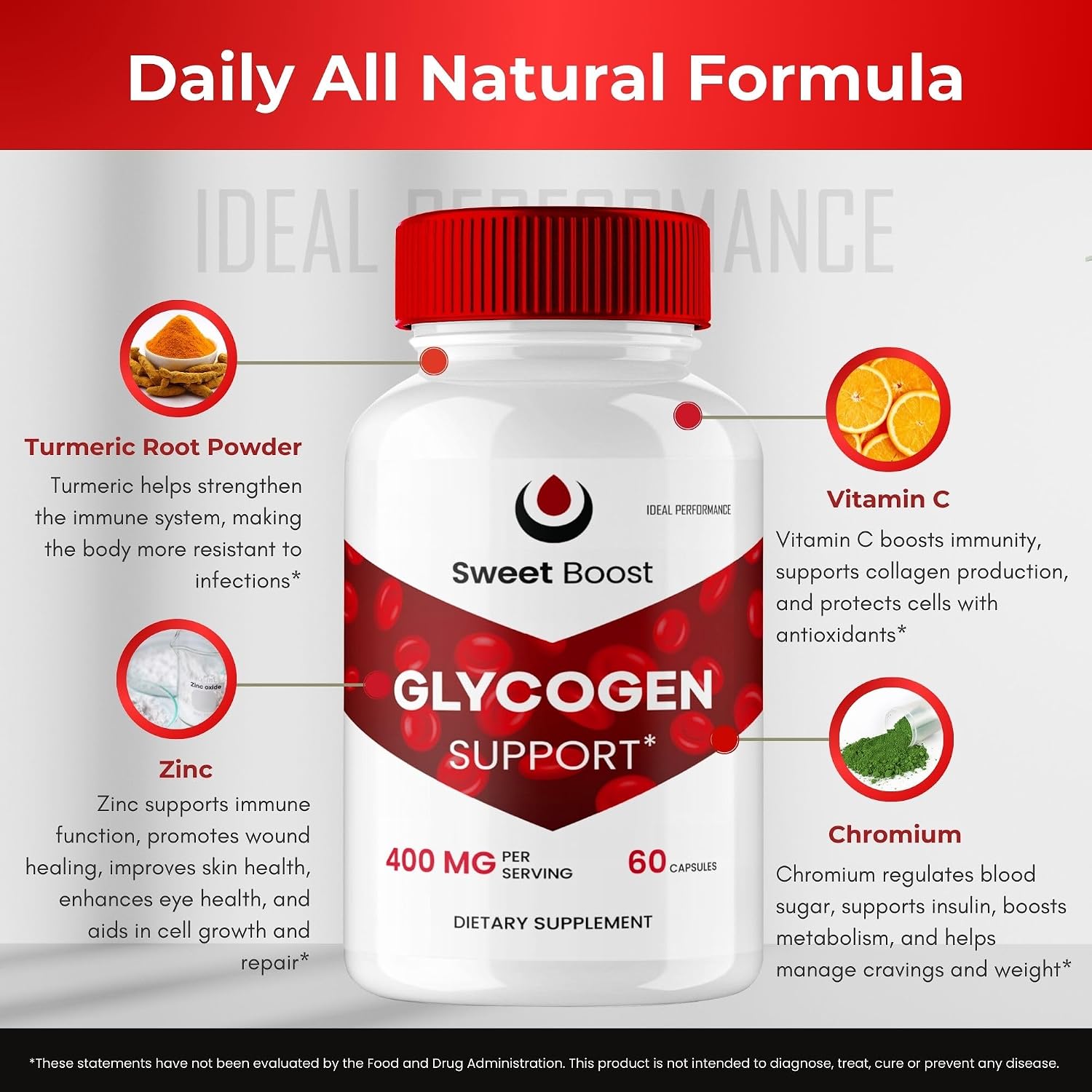 Sweet Boost - Suplemento de Apoyo de Glucógeno, Cápsulas (5 Paquetes)