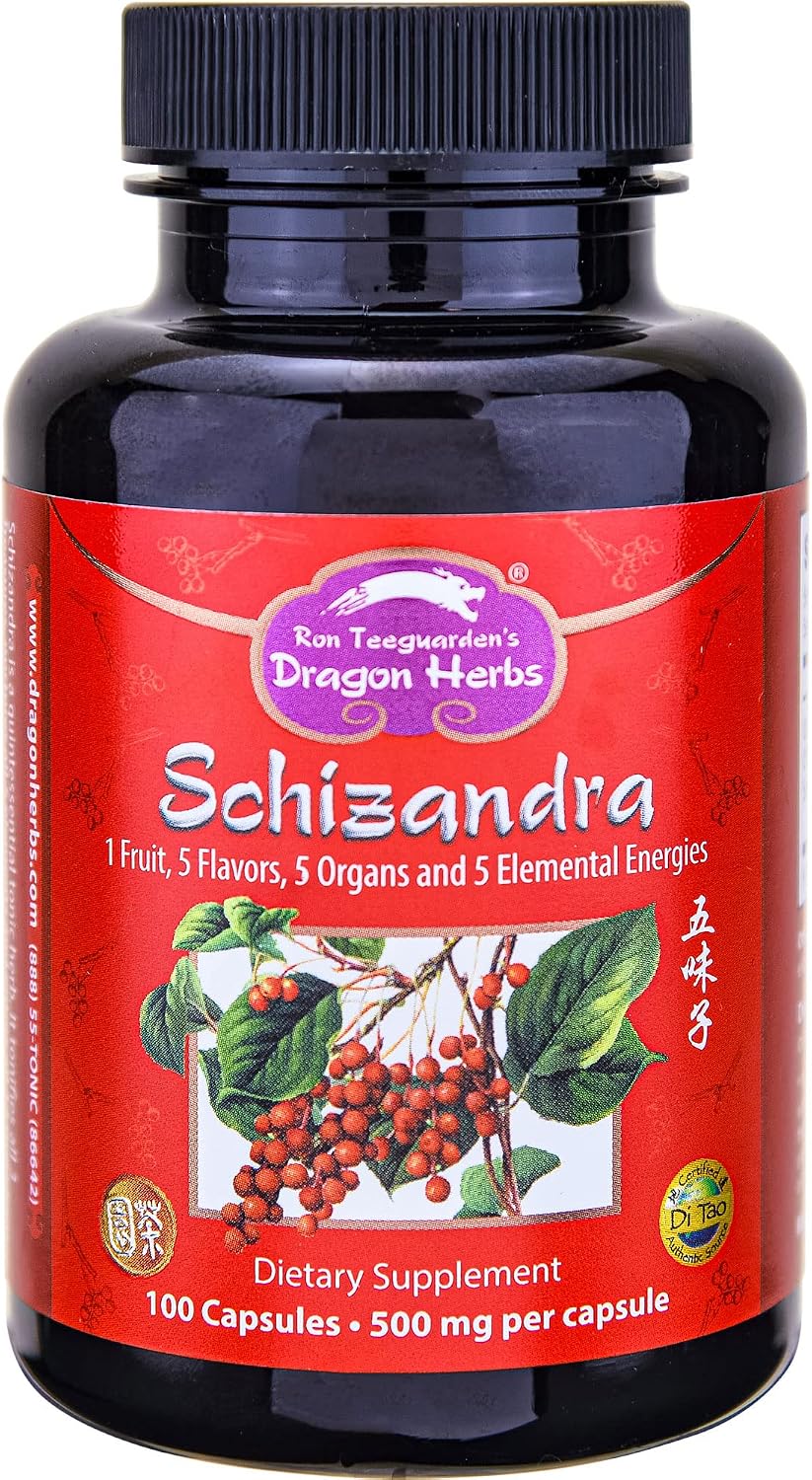 Dragon Herbs - Schizandra Cápsulas - 100 Cápsulas, 500 mg Cada una