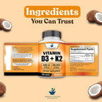 American Standard Supplements Vitamina D3 5000 IU + K2 (MK7) 200 mcg, 120 Cápsulas - Sin Gluten, No GMO, 120 Días