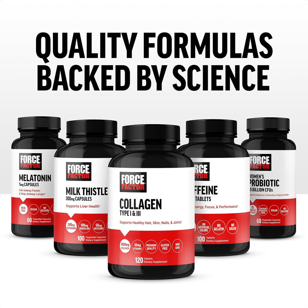 Force Factor Complejo de Vitaminas B - Energía, Vitalidad y Salud Cardiovascular, 60 Cápsulas Vegetales