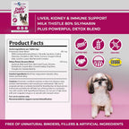 Vital Planet - Daily Detox para Perros con MSM, Cardo Mariano, Espirulina y Cúrcuma - Apoya el Sistema Inmunológico y la Limpieza Natural del Hígado - 60 Comprimidos Masticables Sabor Carne de Vacuno