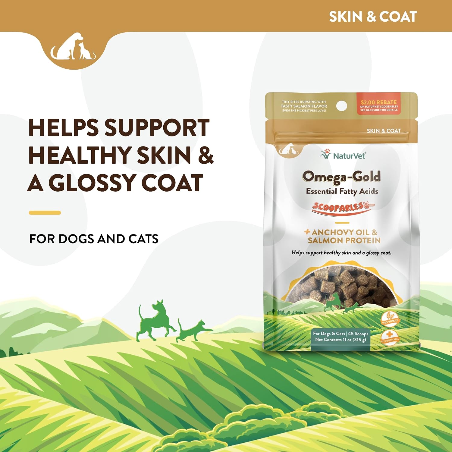 NaturVet Scoopables Omega-Gold Aceite de Anchoa y Salmón para Perros y Gatos - 311 g