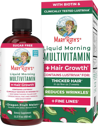 MaryRuth's Multivitamínico Líquido + Crecimiento del Cabello | Biotina 10000mcg | 450 ml