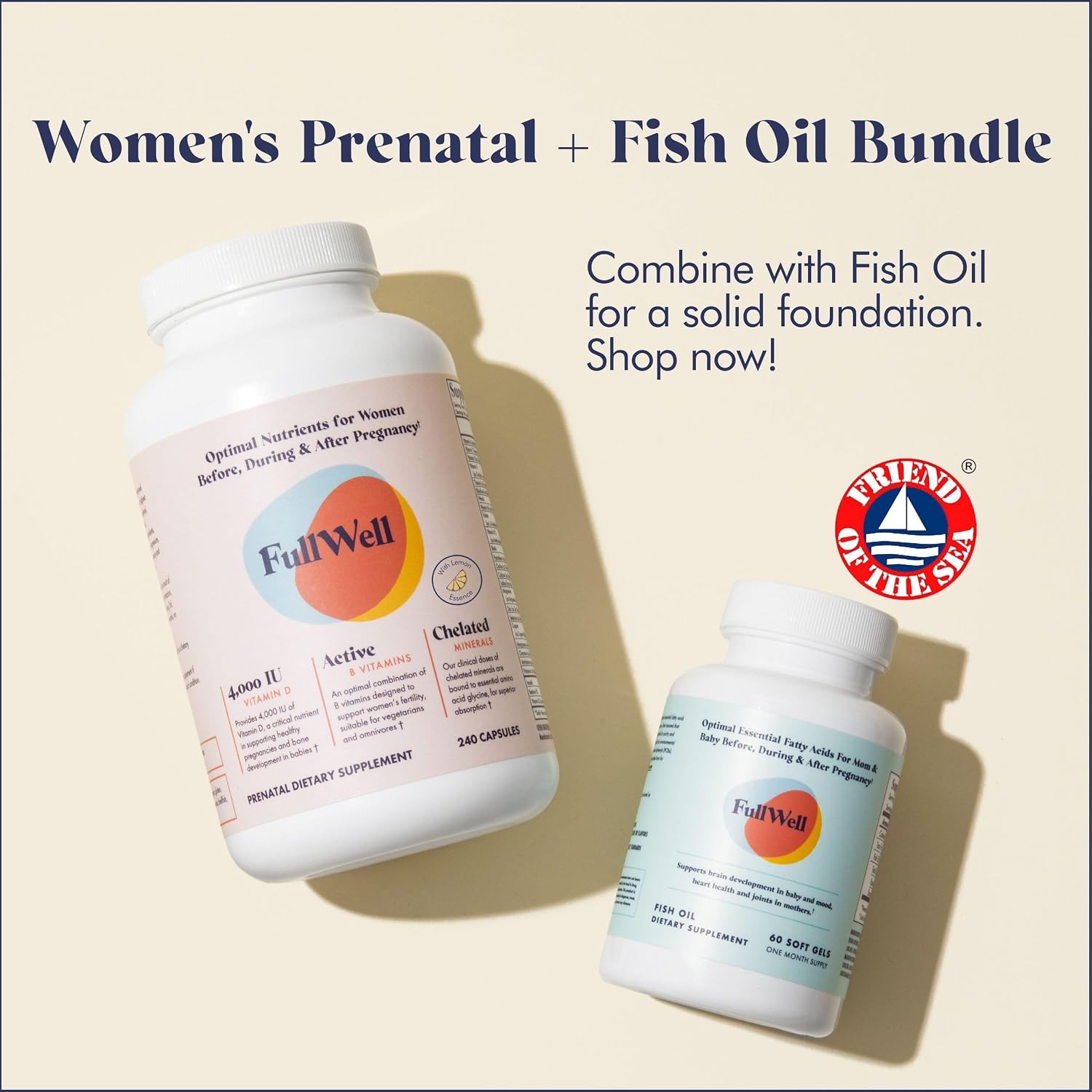 FullWell Multivitamínico Prenatal Femenino con Esencia de Limón - 240 Cápsulas (60 porciones, 2 envases)