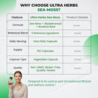 Ultra Herbs Cápsulas de Sea Moss con Aceite de Nigella, Ashwagandha, Vitamina D3 y C | 12 en 1 | Apoyo Inmunológico | 150 Cápsulas | Sin Gluten | No GMO