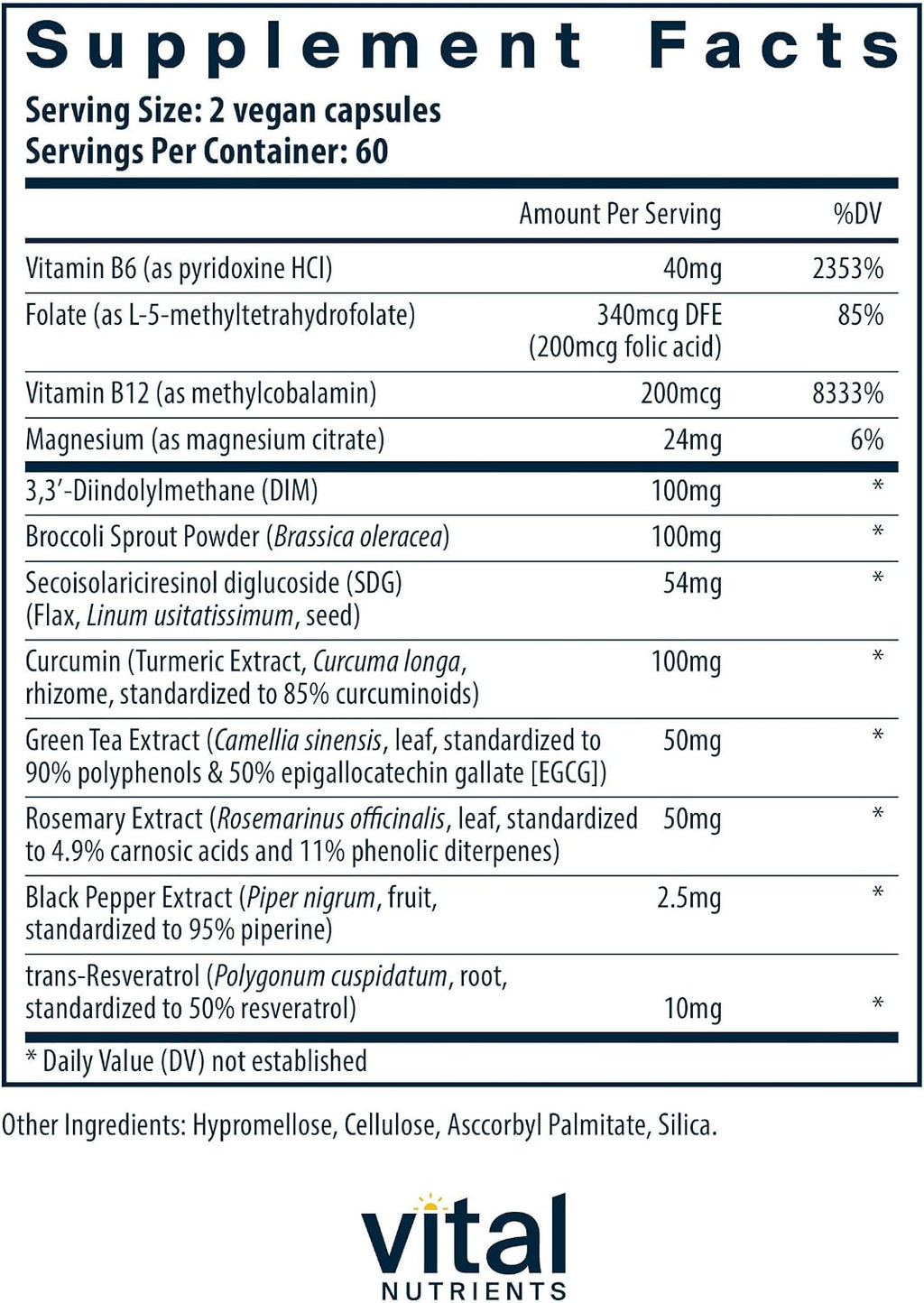 Vital Nutrients Hormone Balance - DIM con Lignanos de Lino | 120 Cápsulas