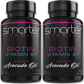 SmarterVitamins Biotina 5000mcg con Aceite de Aguacate - 180 Cápsulas Blandas (2 Envases de 90)
