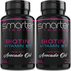 SmarterVitamins Biotina 5000mcg con Aceite de Aguacate - 180 Cápsulas Blandas (2 Envases de 90)