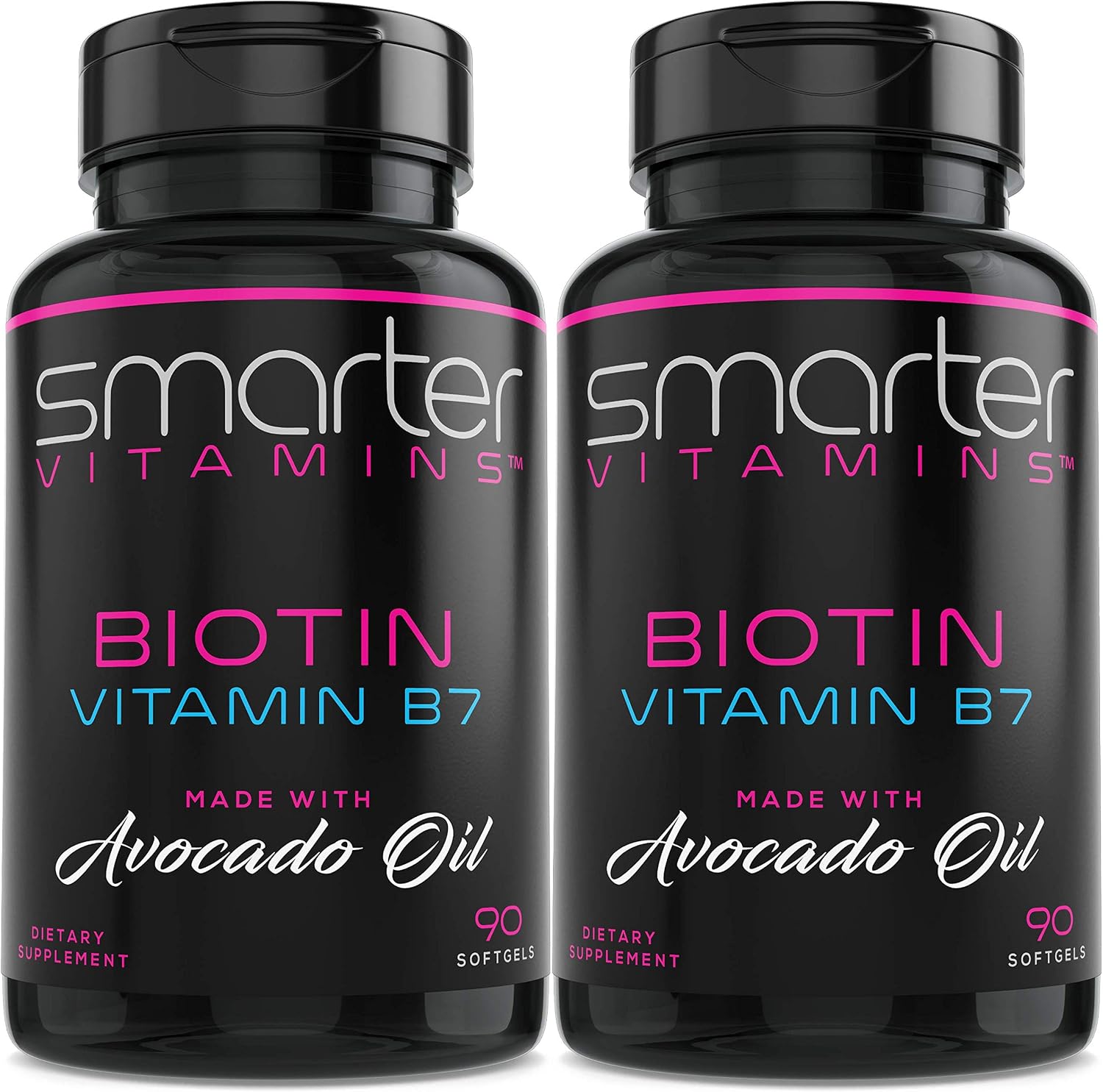 SmarterVitamins Biotina 5000mcg con Aceite de Aguacate - 180 Cápsulas Blandas (2 Envases de 90)