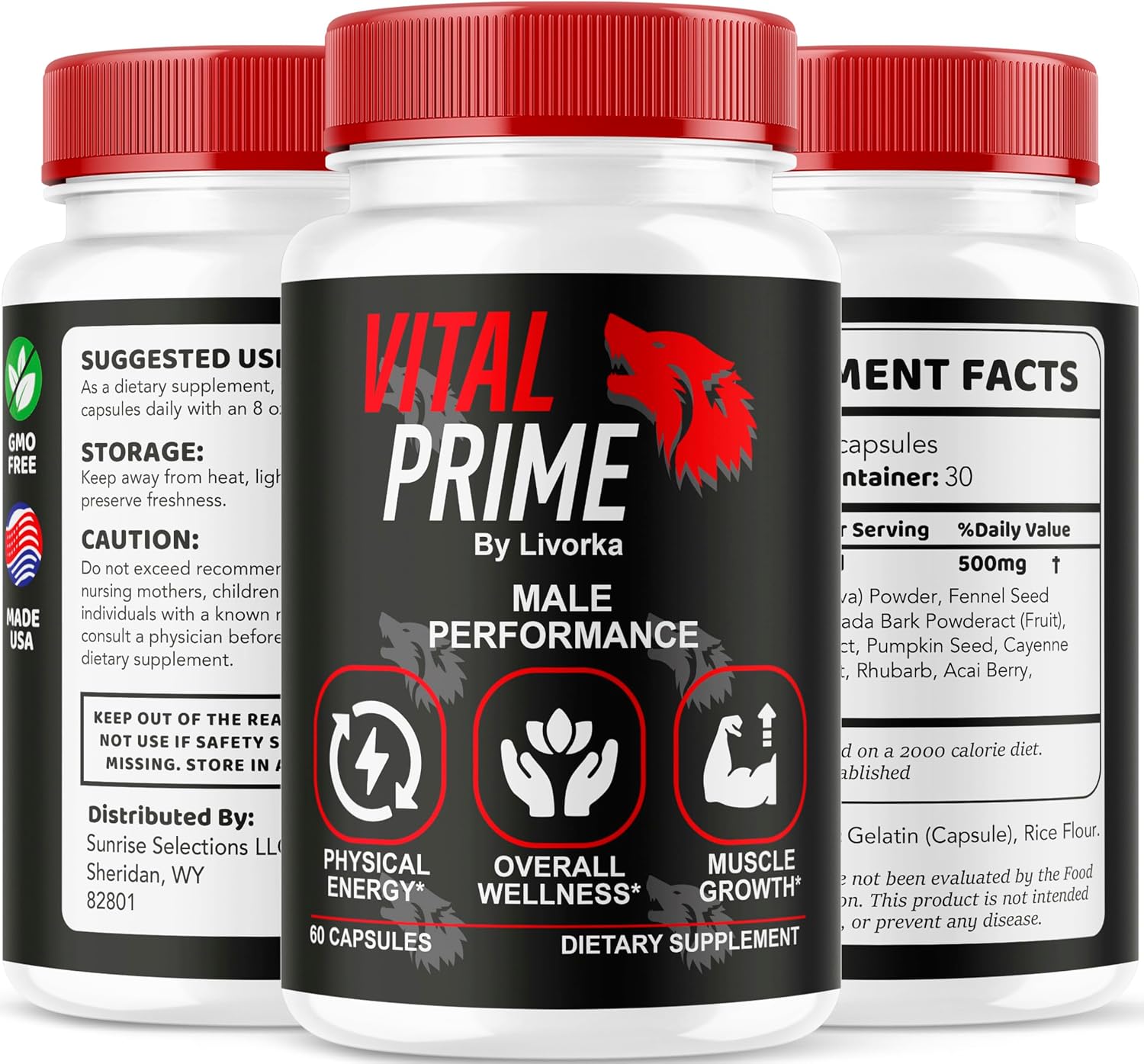 Vital Prime para Hombres, Fórmula Avanzada, Complemento Alimenticio en Cápsulas, Pack de 5 (5 Meses de Suministro)
