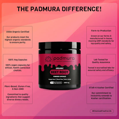 PADMURA Cápsulas de Remolacha Ecológica 1800mg - 120 Cápsulas Veganas – Image 4