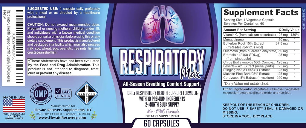 Respiratory-Max – Complejo de Apoyo Respiratorio (60 Cápsulas)