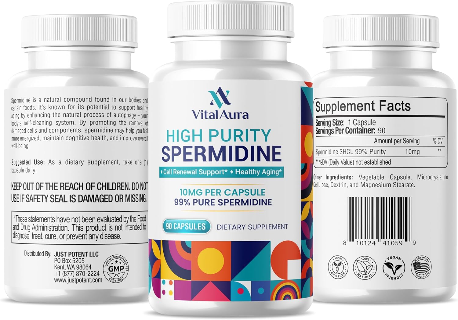 Vital Aura Espermidina 10mg - 120 Cápsulas (4 Meses)