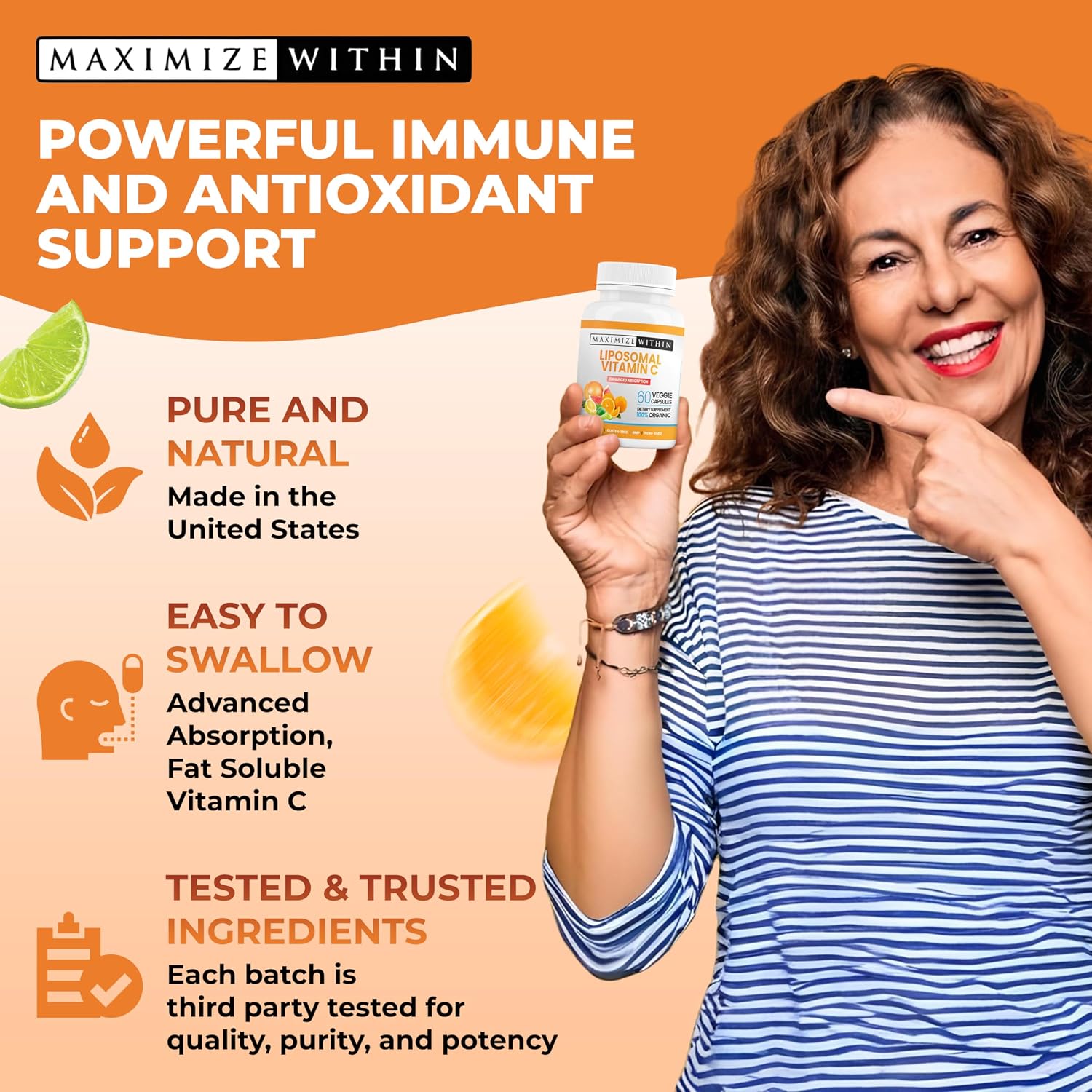 Maximize Within Vitamina C Liposomal - Absorción Mejorada, 60 Cápsulas