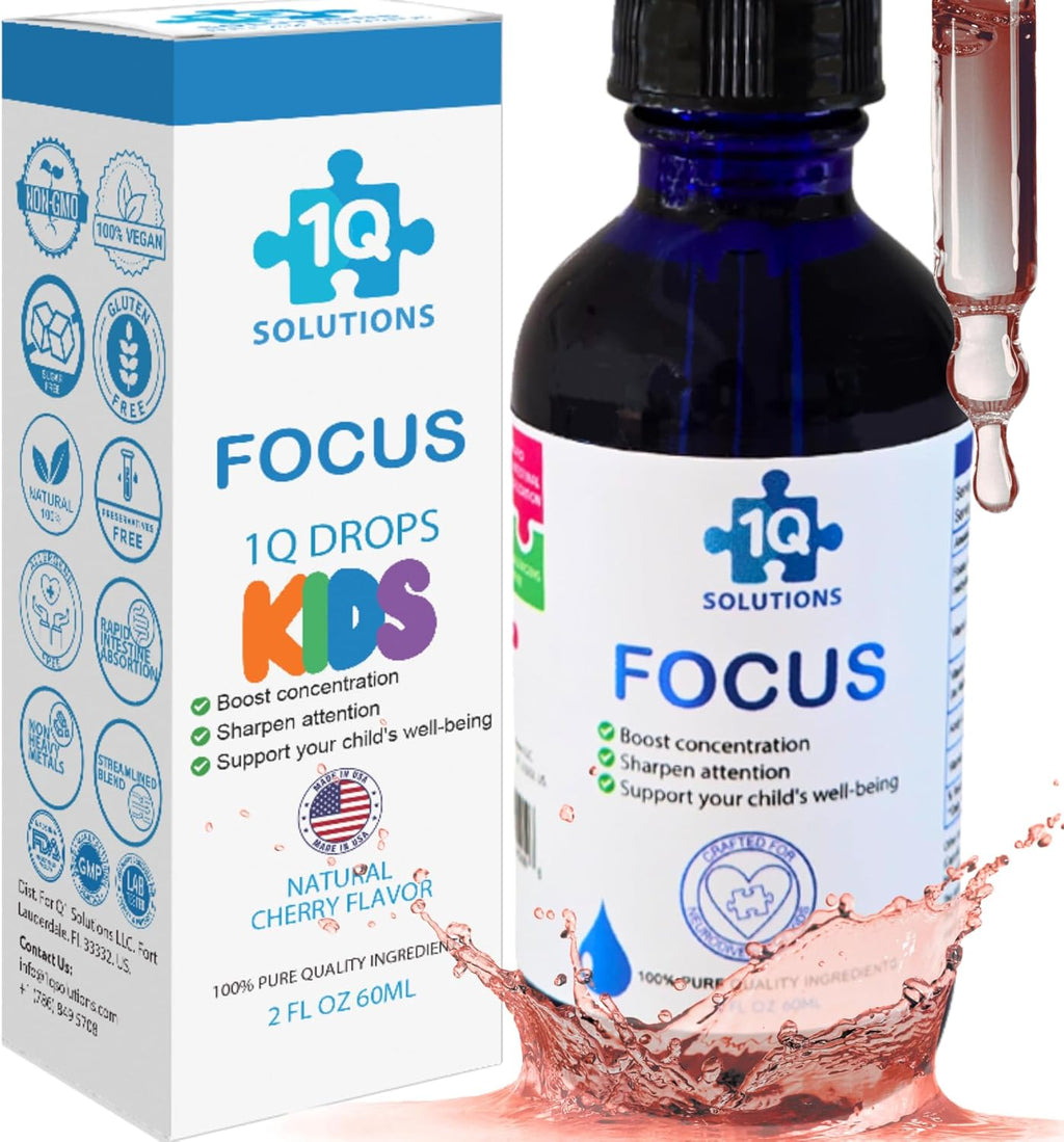 1Q Focus - Gotas Líquidas de Apoyo Cognitivo para Niños