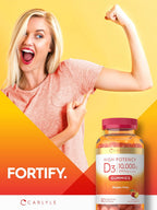 Carlyle Vitamina D3 10000 IU Gomitas para Adultos - Sabor Melocotón - 80 Gomitas - Vegetariano, No-GMO, Sin Gluten