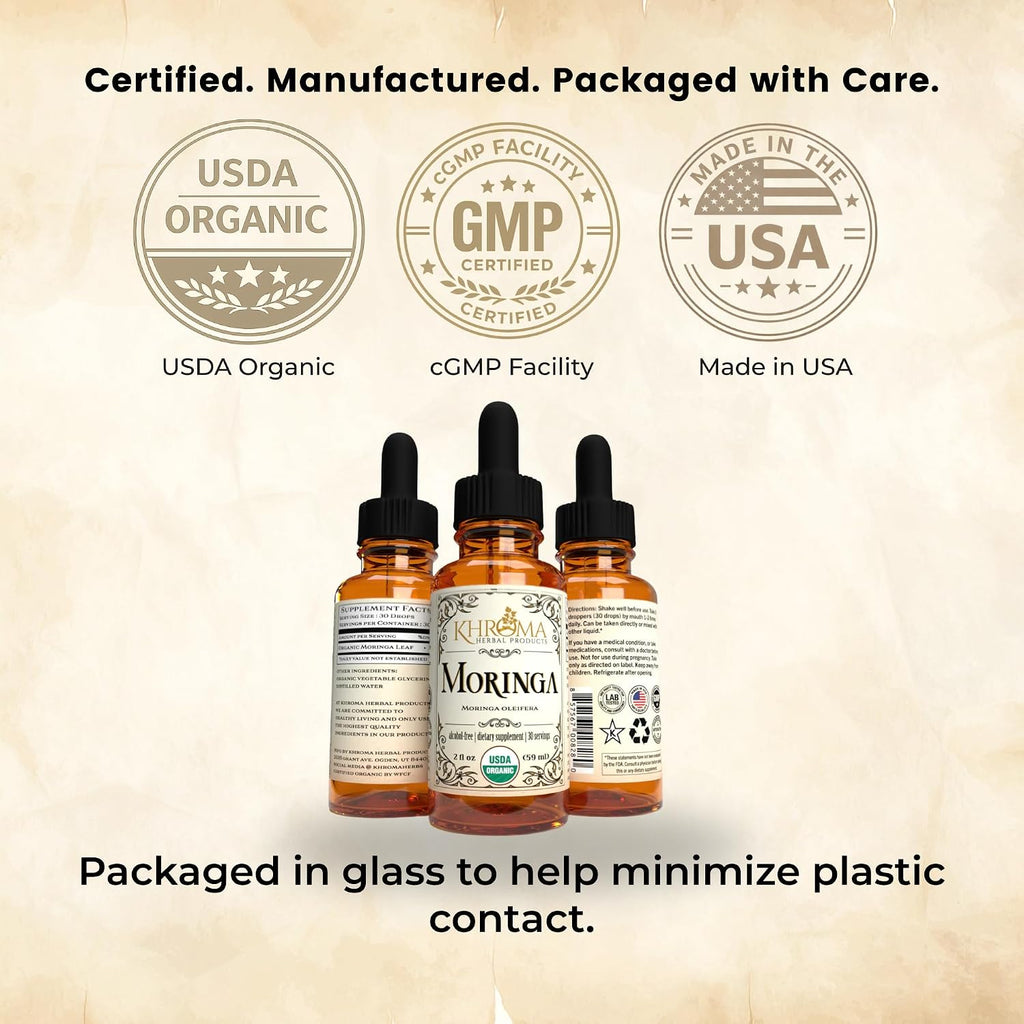 Organic Moringa - 2 oz Liquid in a Glass Bottle - 30 Servings