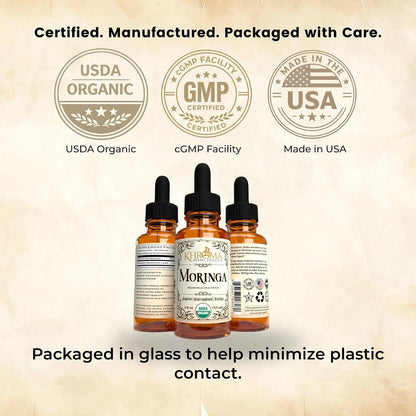 Organic Moringa - 2 oz Liquid in a Glass – Glicerina vegetal orgánica: Obtenida a partir de semillas de lino, – Image 6
