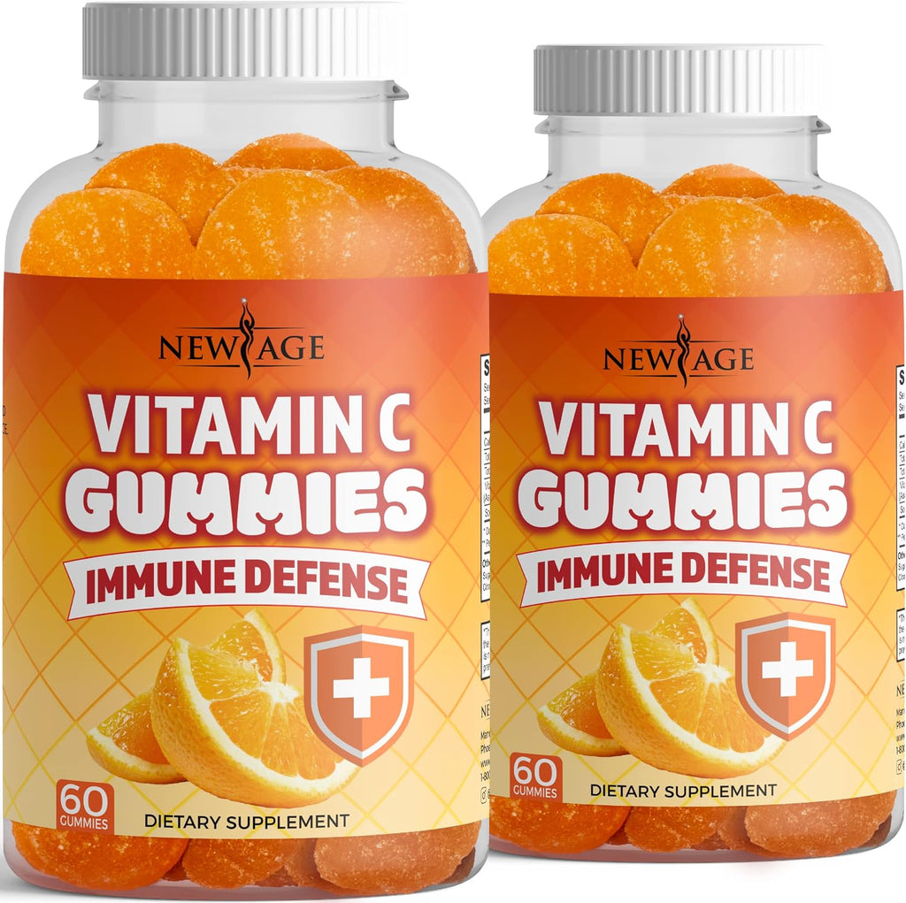 NEW AGE Vitamin C Gummies - Gominolas de Vitamina C con Sabor Naranja - Sin Gluten - 120 Gominolas