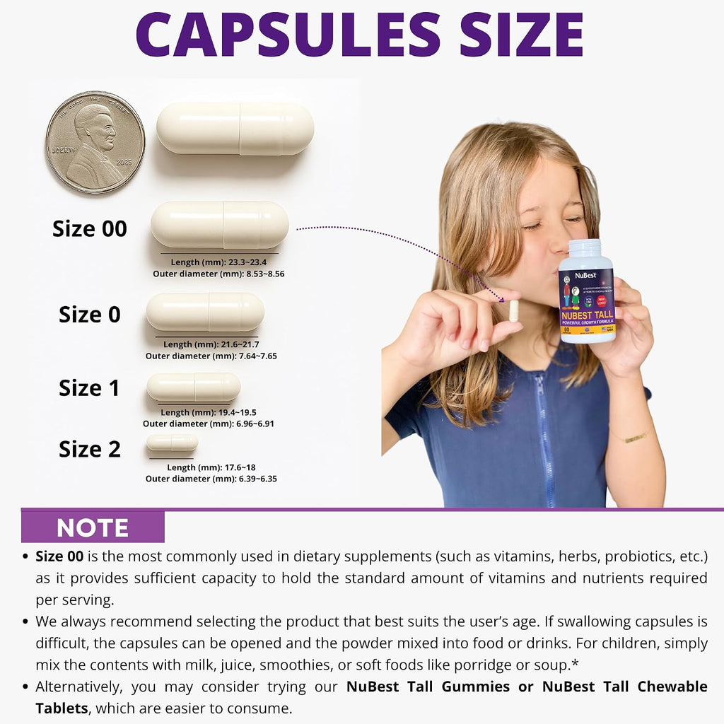 NuBest Tall | Apoya la salud ósea, el sistema inmunológico y el bienestar general con calcio, colágeno y hierbas para niños y adolescentes | 60 cápsulas