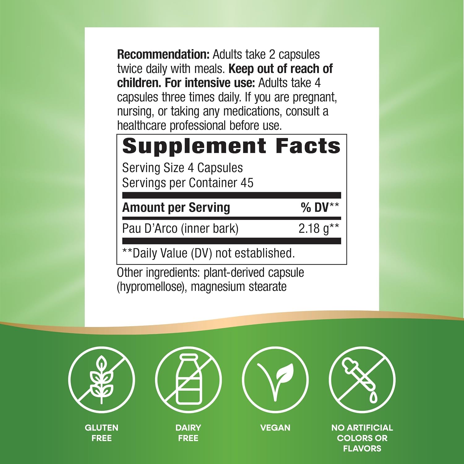 Nature's Way Pau d'Arco Inner Bark - 180 Capsules