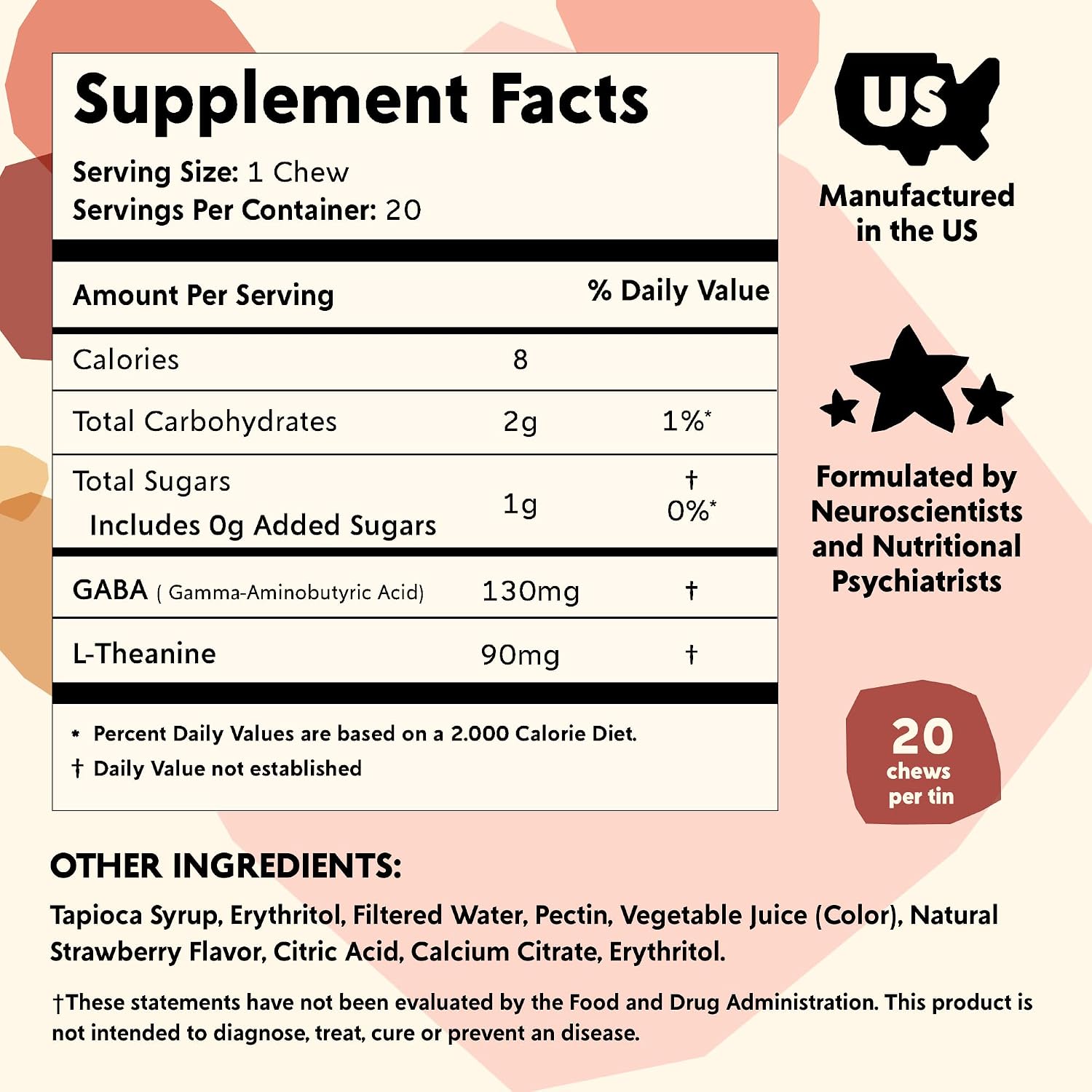 PYM Berry Mood Chews - 60 Gominolas con GABA y L-Teanina para Apoyo al Estrés, Preocupación y Agobio - Vegano, Sin Gluten, Sin Azúcares Añadidos