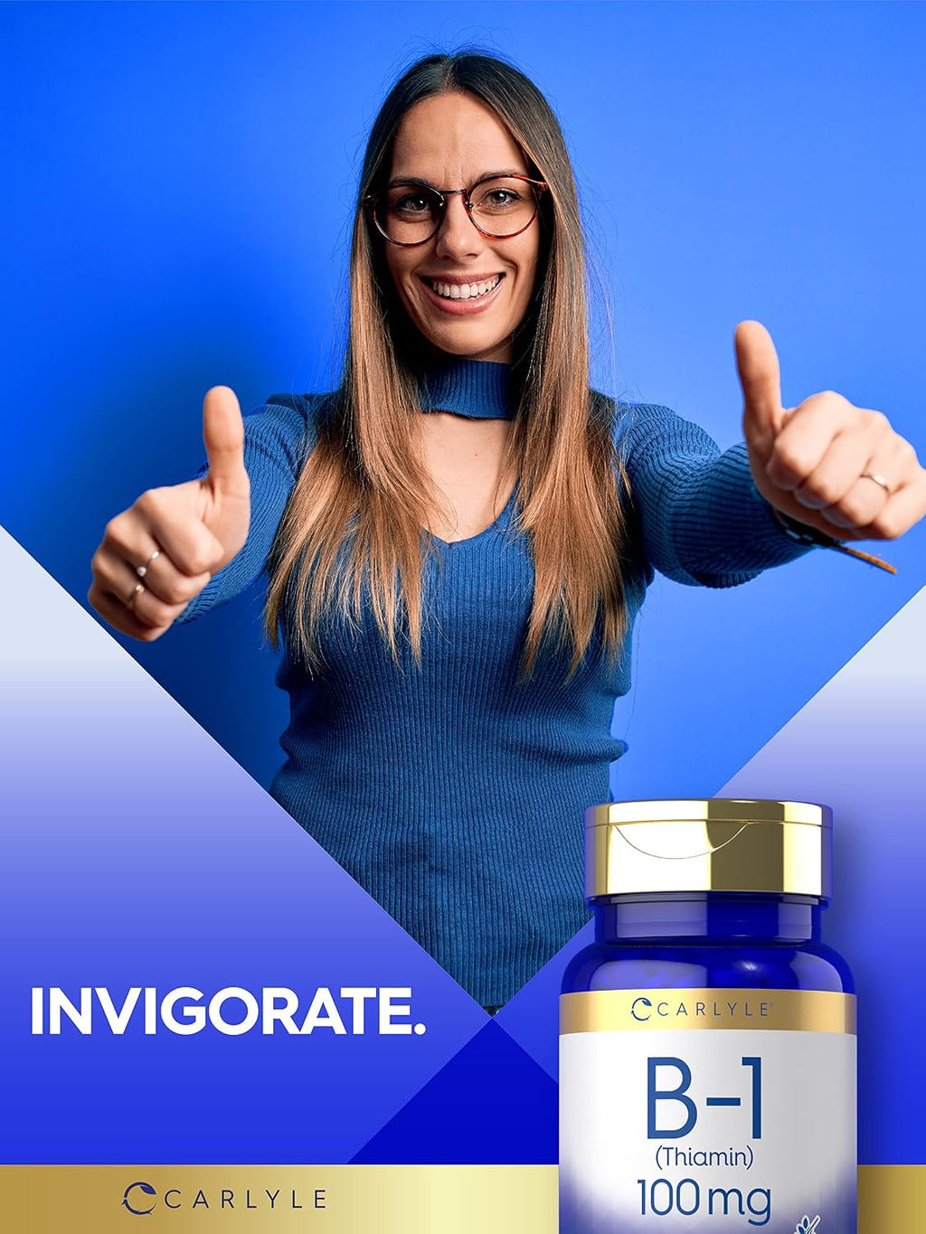 Carlyle B1 Vitamina 100 mg | 300 Comprimidos | Complemento para Mujeres y Hombres | Como Clorhidrato de Tiamina | Vegano, No Transgénico y Sin Gluten