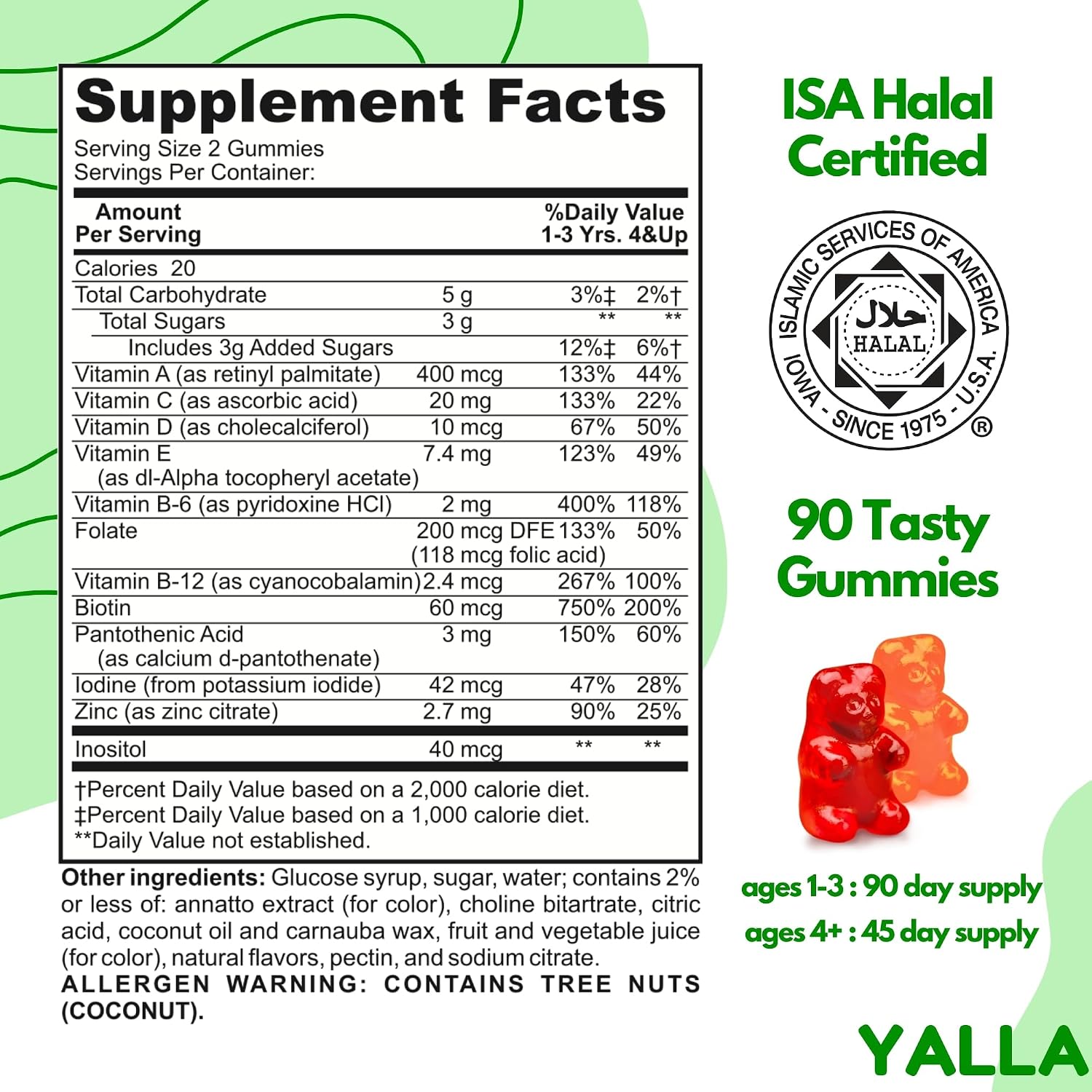 YALLA Gomitas Multivitamínicas Halal para Niños
