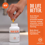 NBI Brain Blend para Memoria, Concentración y Función Cognitiva | Sin Cafeína con ALCAR, Ácido Alfa Lipoico, Huperzina A, Cúrcuma | Nootrópico | 120 Cápsulas