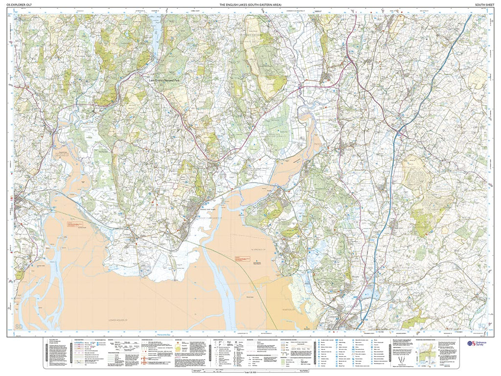 Ordnance Survey Mapa Explorer OL7 - Distrito de los Lagos Sureste: Windermere, Kendal y Silverdale
