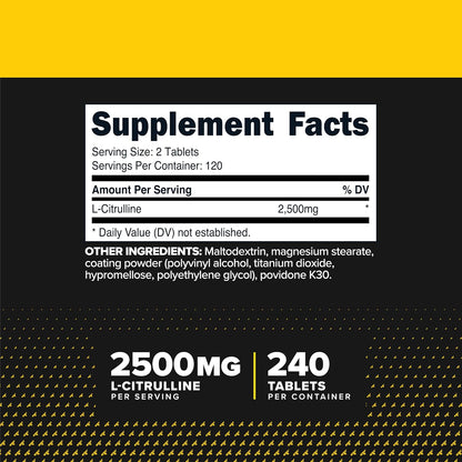 Primaforce L-Citrulline 2500mg, 240 – Forma cómoda: Comprimidos fáciles de tomar, con 120 dosis por envase para un – Image 2